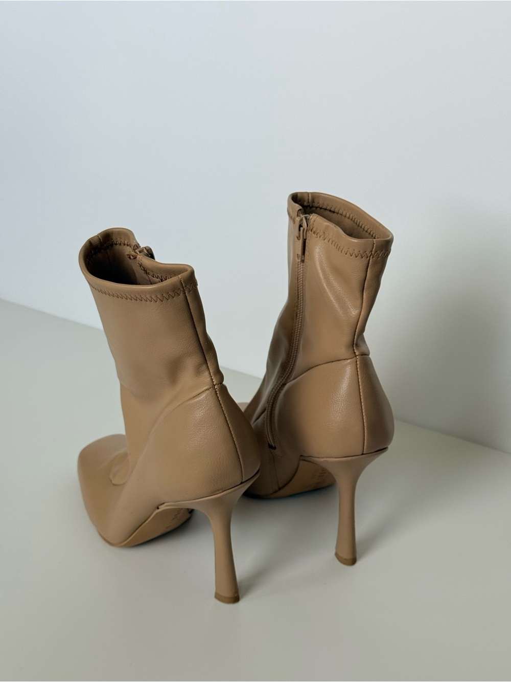 Gianni Bini Taupe Sock Stiletto Ankle Boots